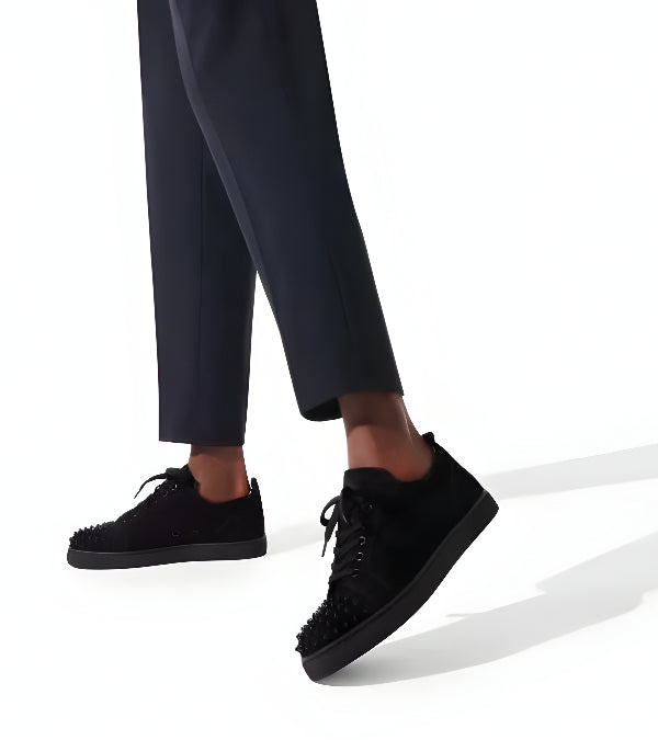 Louboutin Louis Junior Spikes "Veau velours - Black"