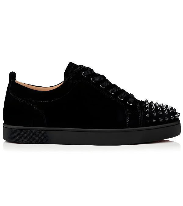 Louboutin Louis Junior Spikes "Veau velours - Black"